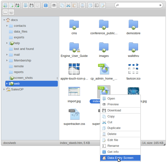 Data Entry Menu item